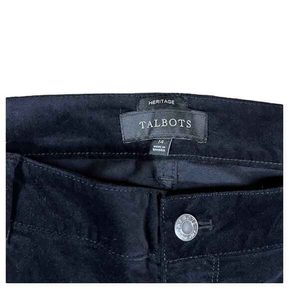 Talbots Heritage Black Velvet Velour Straight Leg Slacks Dress Pants Size 14 - Picture 3 of 7